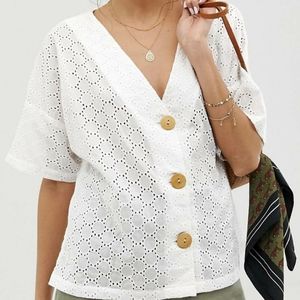Asos Button Through Top in Broderie NWT